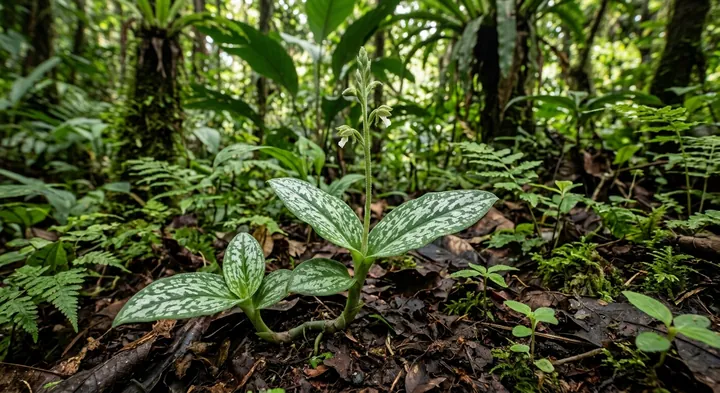 Balinese jewel orchid (Zeuxine baliensis)