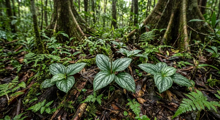 Ambon jewel orchid (Zeuxine amboinensis)
